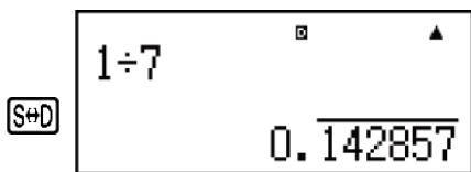 CASIO fx-115ES PLUS (2nd edition / NATURAL-V.P.A.M.) - Affichage d'un résultat de calcul comme valeur décimale récurrente - 22