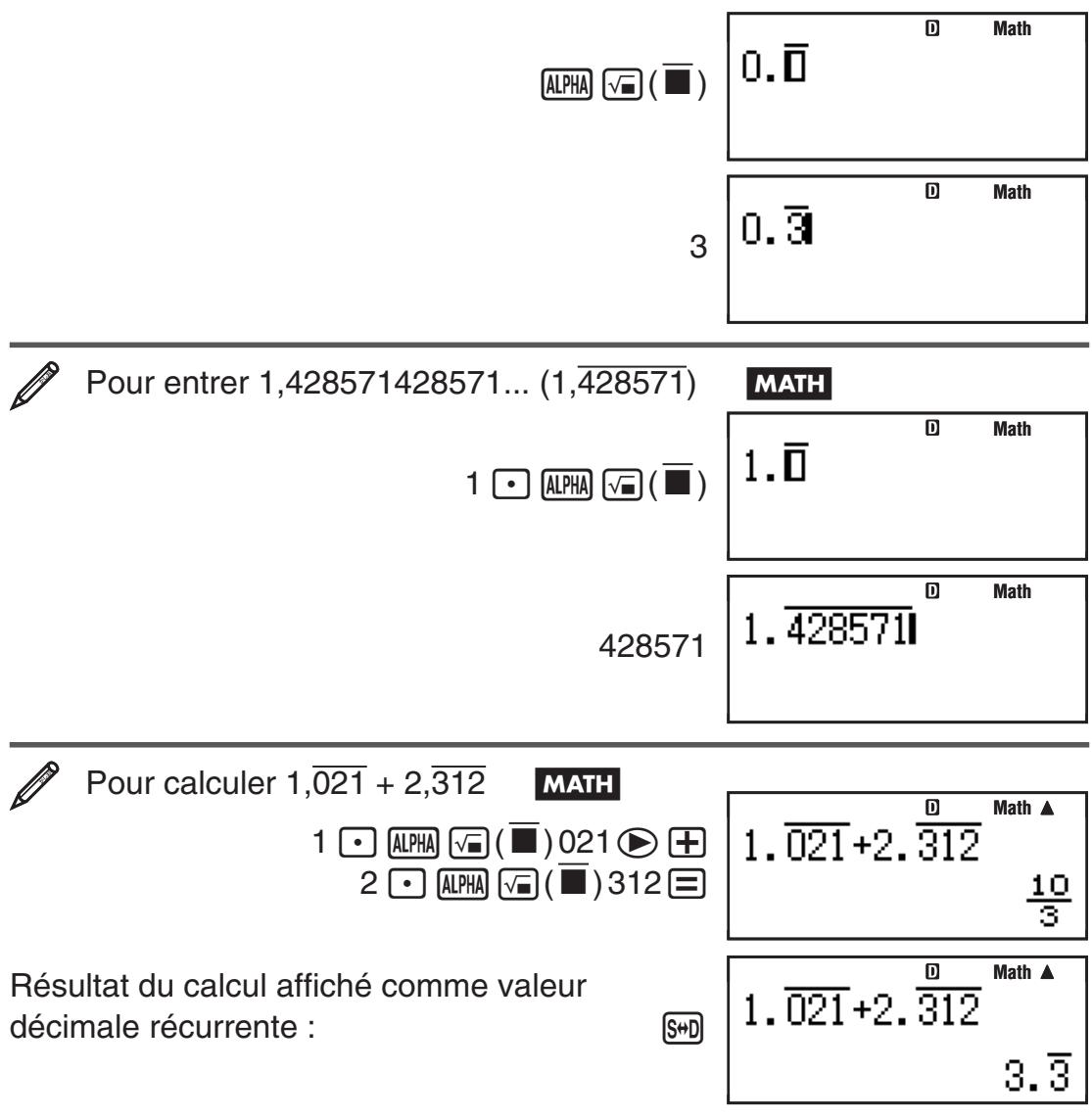 CASIO fx-115ES PLUS - Entrée d'une décimale récurrente - 4