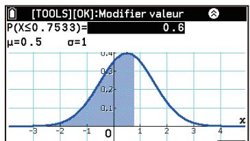 CASIO GRAPH MATH+ - Pour modifier la valeur de probabilité et calculator les valeurs de données inverses (Uniquement lorsque [Données] > [Variable] est sélectionné.) - 1