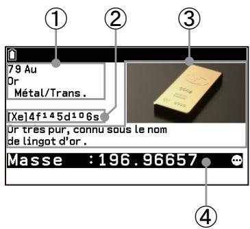 CASIO GRAPH MATH+ - Sélection d'un élément dans le tableau périodique pour afficher ses informations - 3