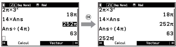 CASIO GRAPH MATH+ - Pour copier la ligne de résultat d'un historique de calcul et l'insérer dans une nouvelle formule - 1