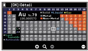 CASIO GRAPH MATH+ - Sélection d'un élément dans le tableau périodique pour afficher ses informations - 2