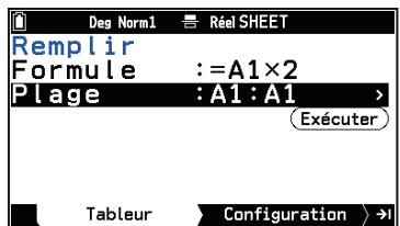 CASIO GRAPH MATH+ - Pour replir une plage de cellules avec la même formule (Remplir formule) - 1