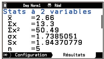 CASIO GRAPH MATH+ - Pour afficher des statistiques sommaires ou des informations sur le modele de regression - 3