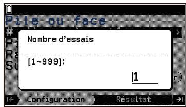 CASIO GRAPH MATH+ - Étape 2 : spécifique le nombre d'essais de simulation et configurer d'autres réglages (onglet Configuration). - 1