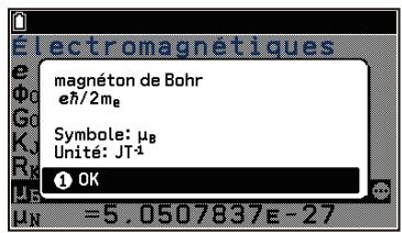 CASIO GRAPH MATH+ - Affichage d'une constante physique et des informations qui s'y rapportent - 3