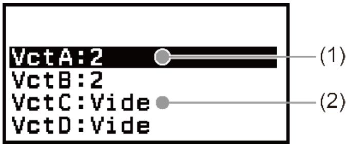 CASIO GRAPH LIGHT - Écran de la liste des variables vectorielles - 1