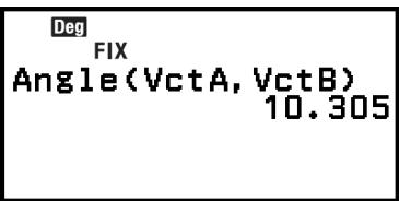CASIO GRAPH LIGHT - Exemple 5 : Déterminer l'angle formé par VctA et VctB avec trois décimales. (Arrondi : Fix 3, Unité d'angle : Degre) - 1