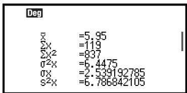 CASIO GRAPH LIGHT - Affichage des résultats de calcul statistique à une variable - 4