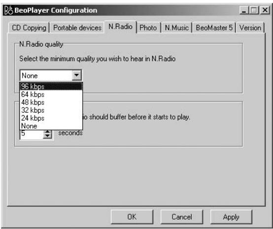 BANG & OLUFSEN Beoplayer - Paramètres de N.RADIO - 2