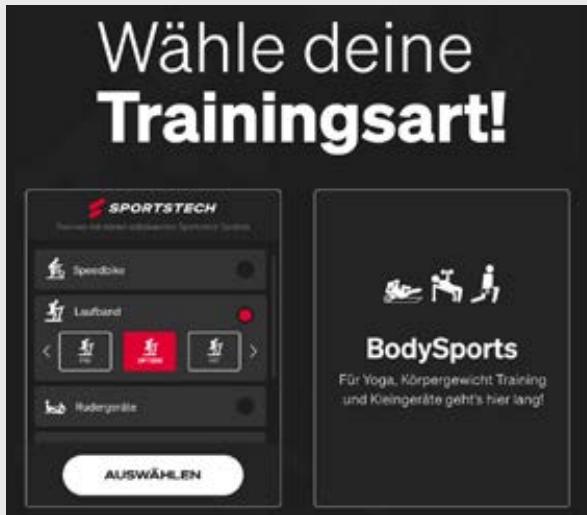 Sportstech sBike Lite - Sélectionnez le type d'entrainment - 1