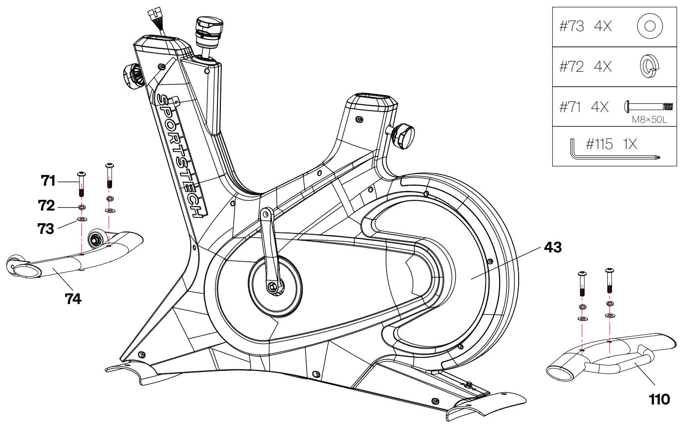 Sportstech sBike Lite - MONTAGE DES PIEDS - 1