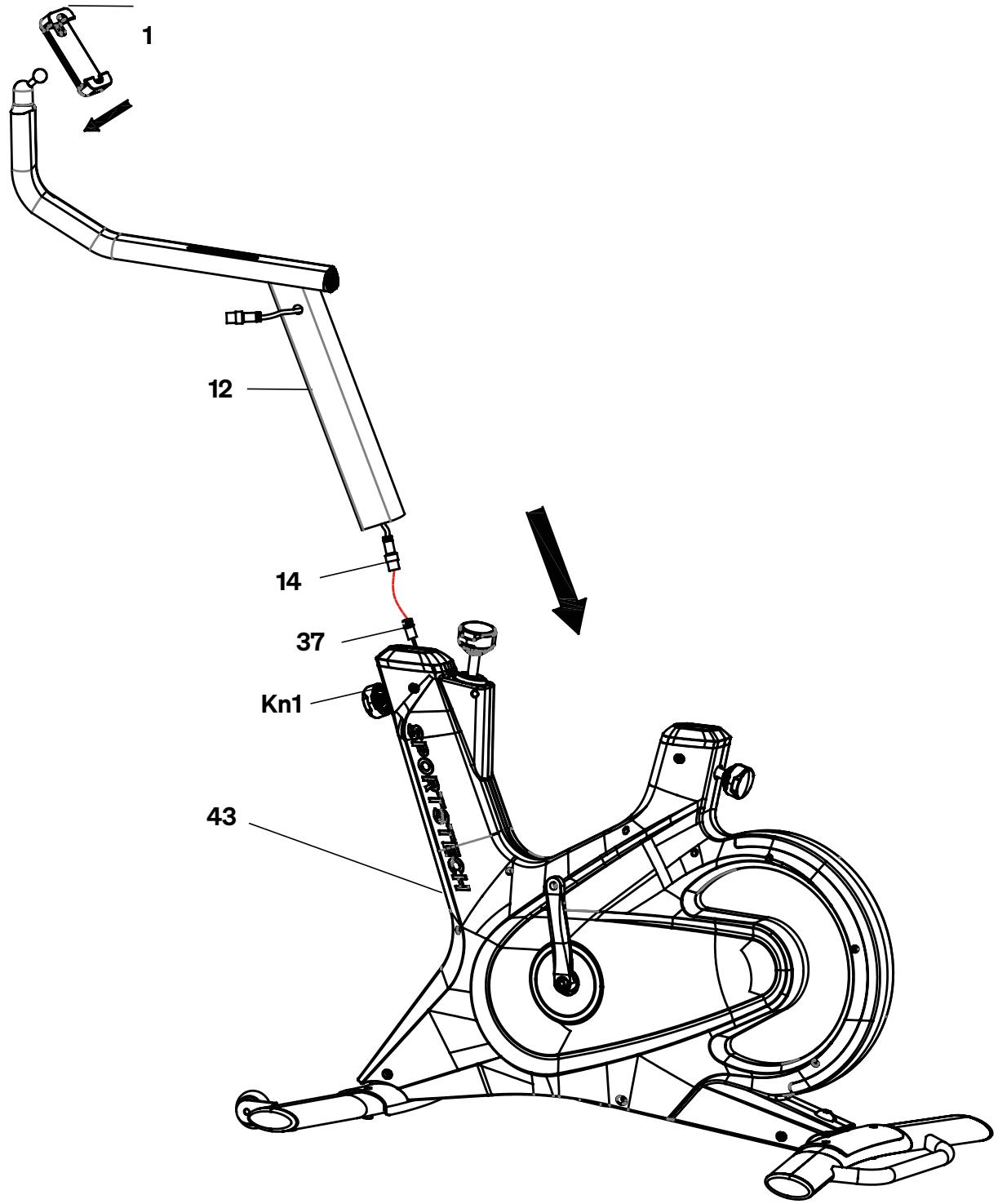 Sportstech sBike Lite - MONTAGE DU TUBE AVANT ET DU SUPPORT DE L'APPAREIL MOBILE - 1