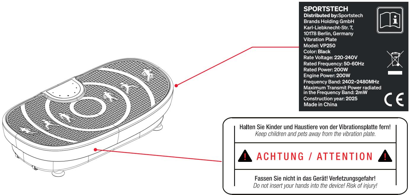 Sportstech VP250 - AUTOCOLLANT DE SÉCURITÉ - 1