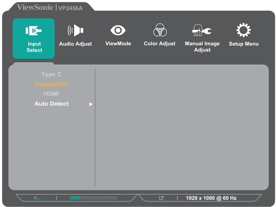 VIEWSONIC VP2456A - Input Select ( Sélection entrée) - 1