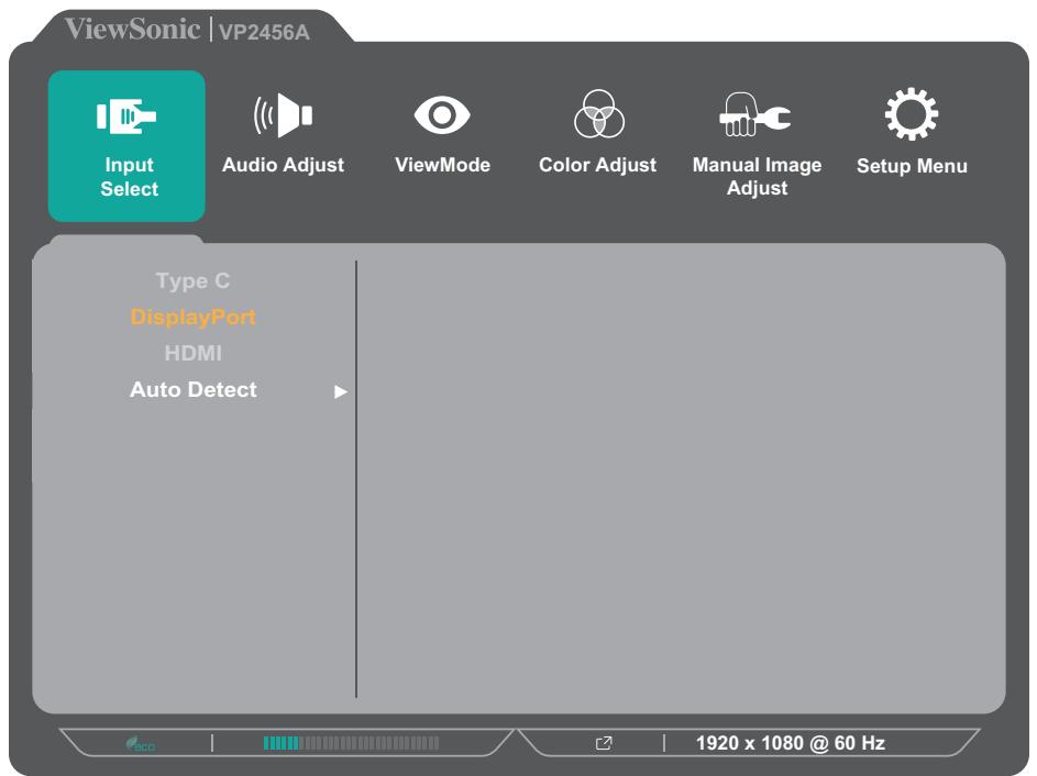 VIEWSONIC VP2456A - Menu principal - 1