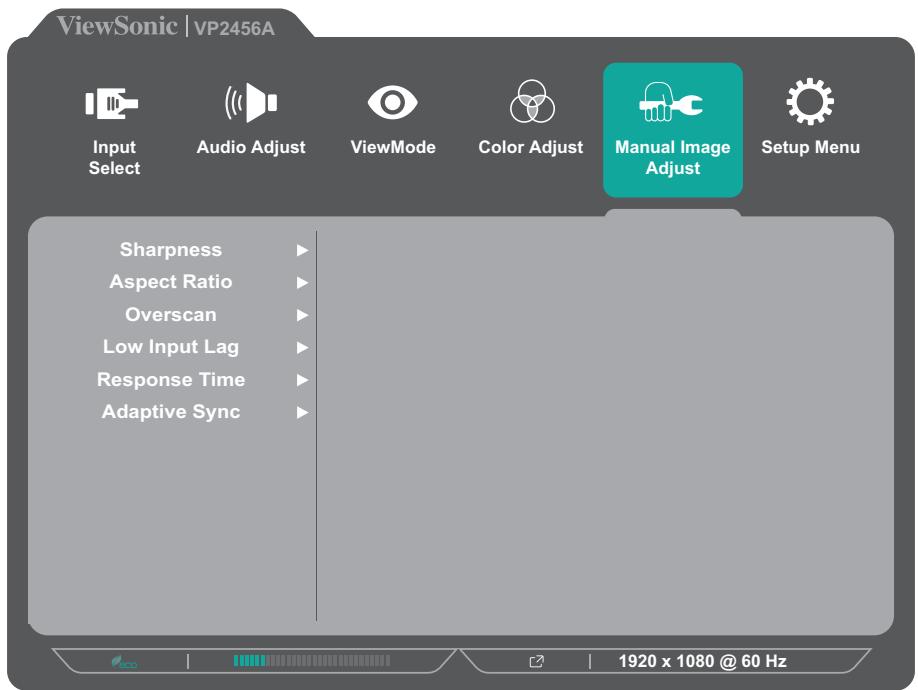 VIEWSONIC VP2456A - Menu Manual Image Adjust (Réglage manuel de l'image) - 1