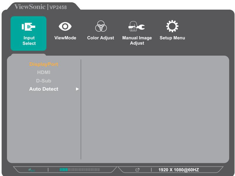 VIEWSONIC VP2458 - Main Menu (Menu principal) - 1