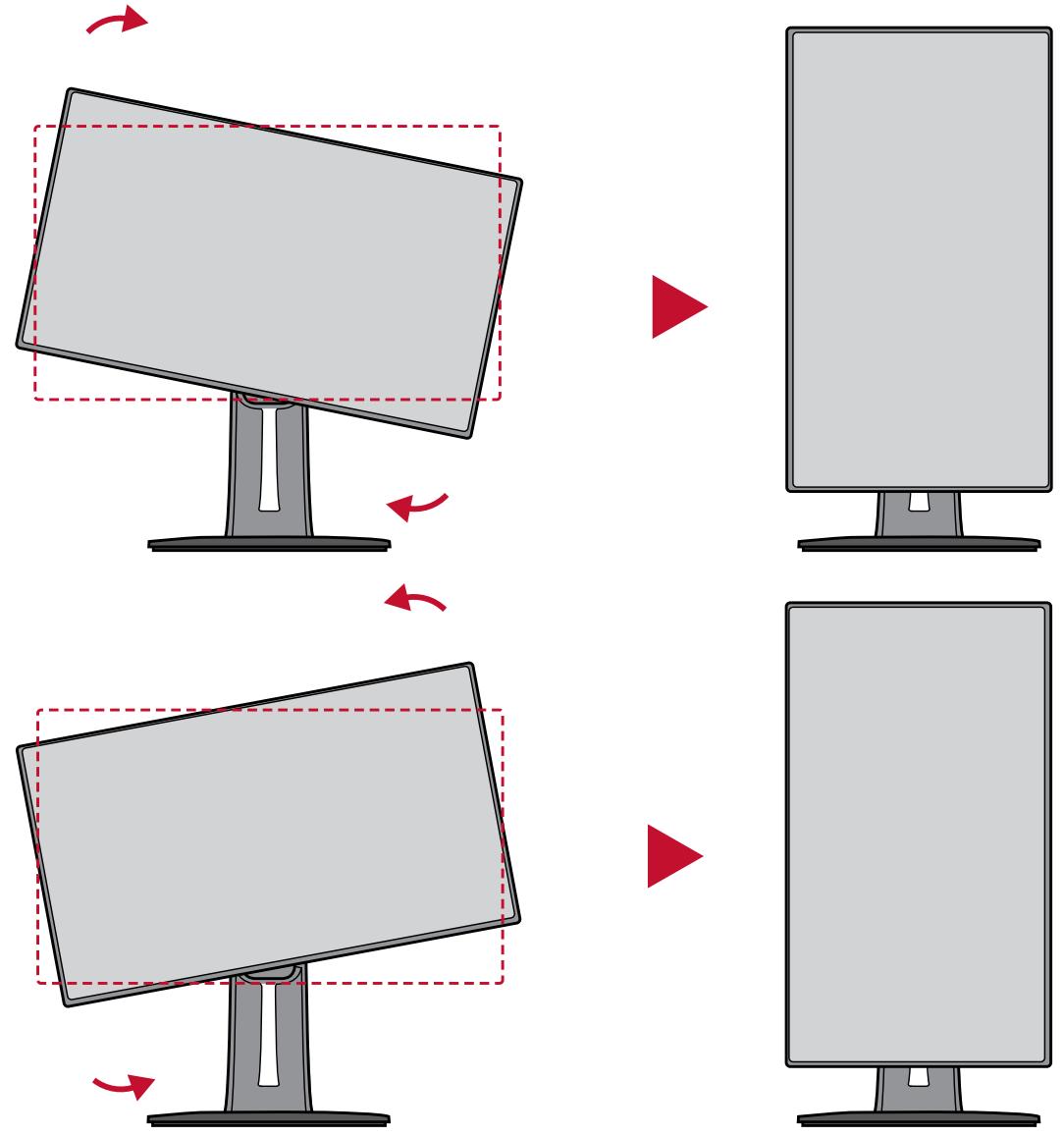 VIEWSONIC VP2458 - Réglage de l'orientation de l'écran (pivot du moniteur) - 2