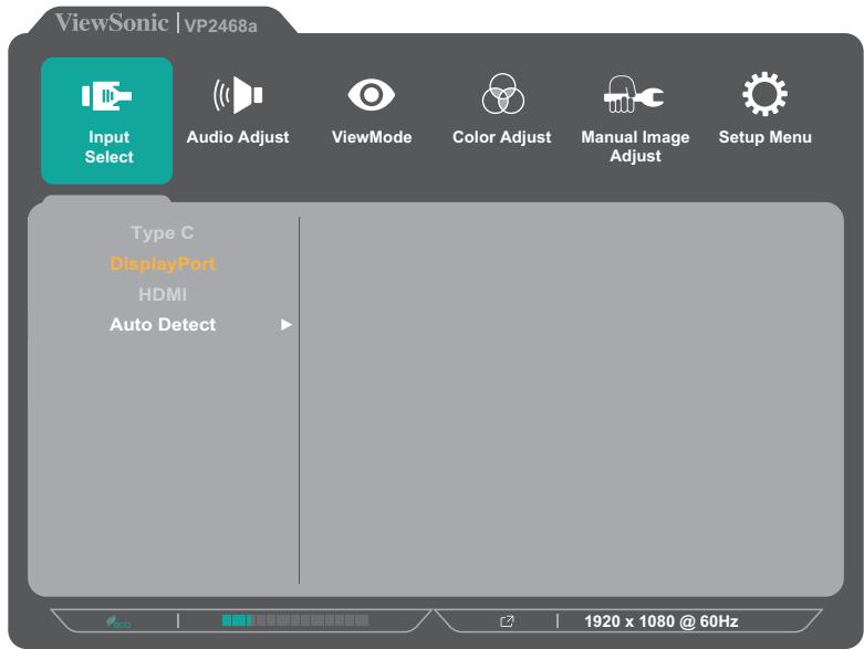 VIEWSONIC VP2468a - Menu principal - 1