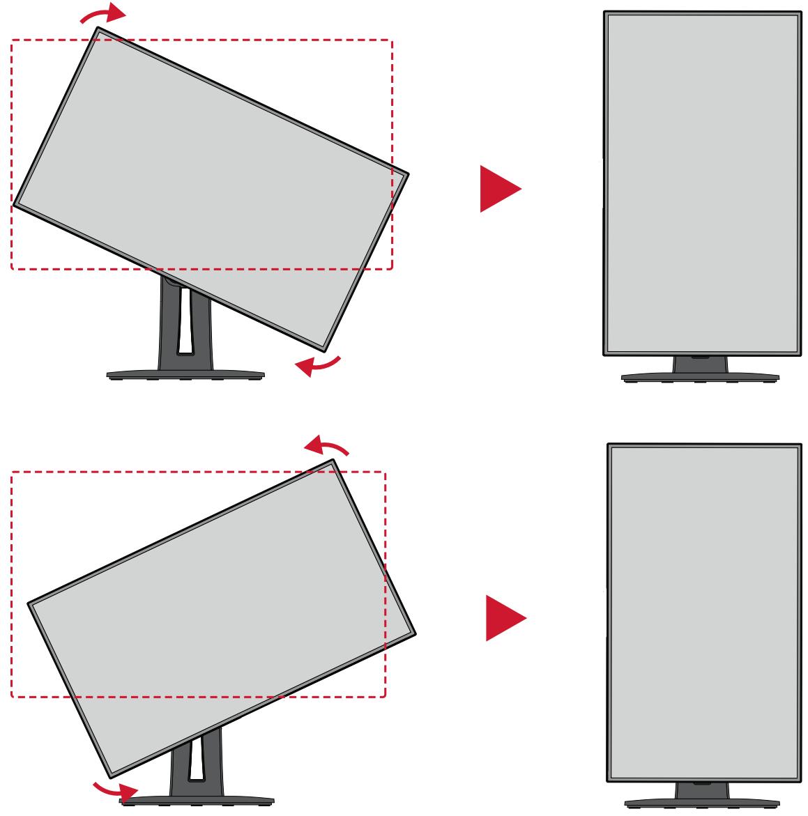 VIEWSONIC VP2468a - Réglage de l'orientation de l'écran (pivot du moniteur) - 2