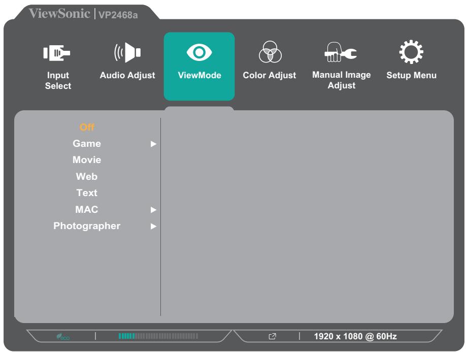 VIEWSONIC VP2468a - ViewMode (Mode visualisation) - 1