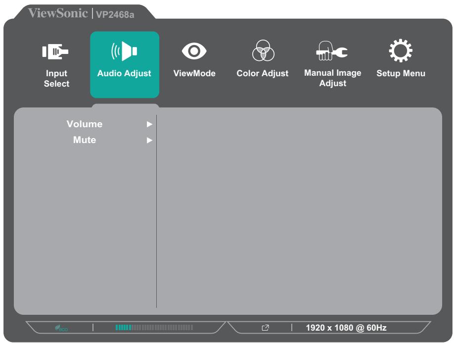 VIEWSONIC VP2468a - Audio Adjust (Réglage Audio) - 1