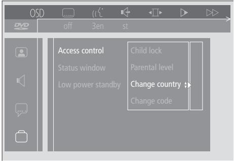 BANG & OLUFSEN DVD 1 - Modification du réglage du pays - 1