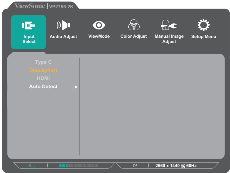 VIEWSONIC VP2756-2K - Menu principal - 1
