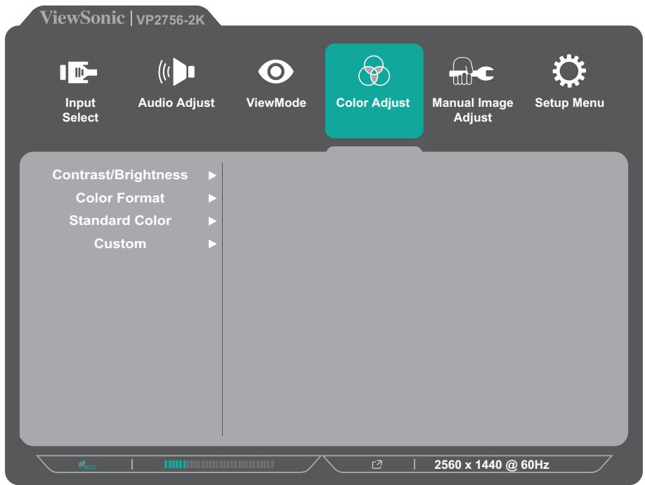 VIEWSONIC VP2756-2K - Menu Color Adjust (Réglage couleurs) - 1