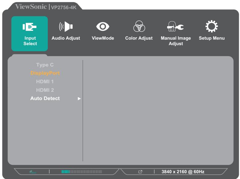 VIEWSONIC VP2756-4K - Menu principal - 1