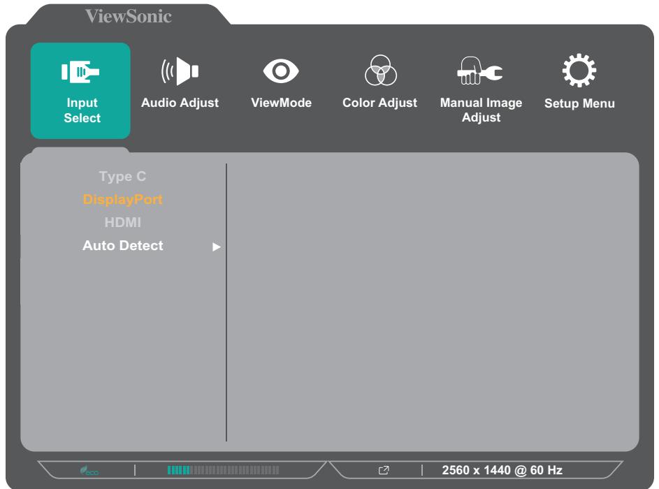VIEWSONIC VP2756A-2K - Menu principal - 1
