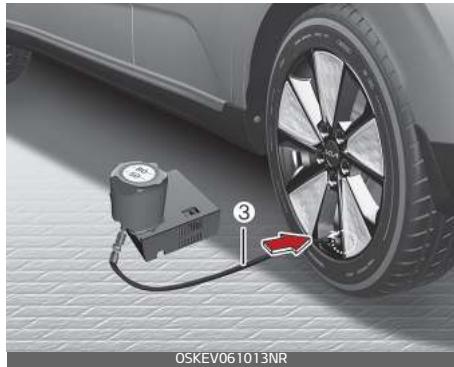 KIA E-Soul (2019) - Utilisation de la trousse de réparation de pneus - 3