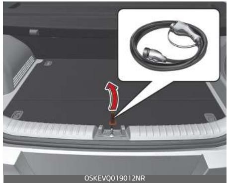 KIA E-Soul (2019) - Comment ranger et conserver le cable de charge AC (selon l'équipment) - 1