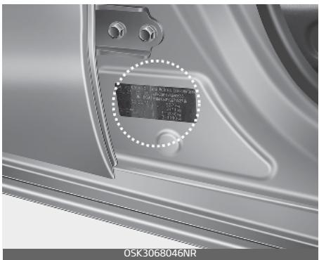 KIA E-Soul (2019) - Étiquette de certification du vehicule - 1