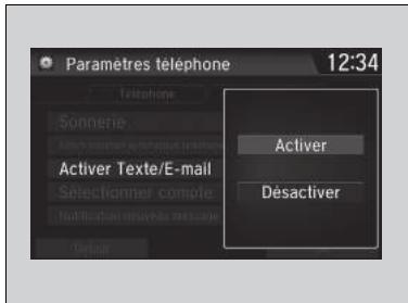 Honda Civic 10 Phase 2 (2020-2023) - Pour configurer les Options de message de texte/e-mail * - 1