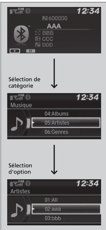 Honda Civic 10 Phase 2 (2020-2023) - Sélectionner un morceau à partir de la liste de recherche musicale avec le bouton de sélection - 1