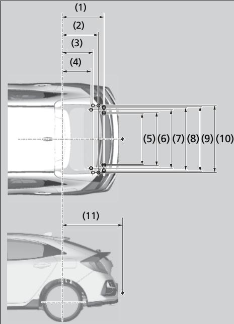 Honda Civic 10 Phase 2 (2020-2023) - ■ Point de montage/porte-à-faux arrêté du dispositif d'attelage*1 - 1
