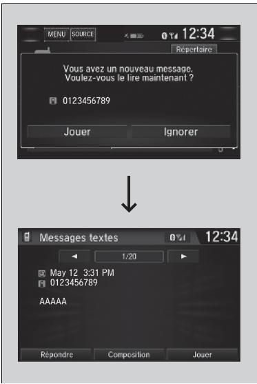 Honda Civic 10 Phase 2 (2020-2023) - Réception d'un message texte/e-mail\*,\*1 - 1