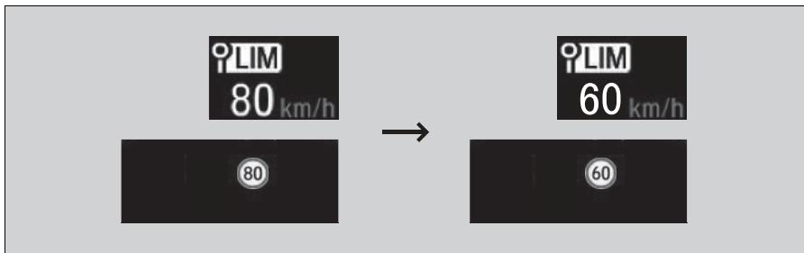Honda Civic 10 Phase 2 (2020-2023) - Lorsque le système de reconnaissance des panneaux de signalisation (TSR) detecte un nouveau panneau de signalisation de limite de vitesse - 1