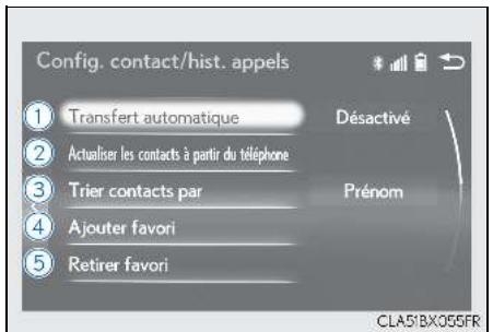 LEXUS RX AL20 Phase 1 (2015-2019) - Écran "Config. contact/hist. appels" - 1