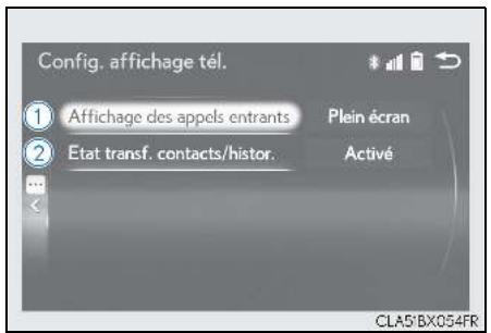 LEXUS RX AL20 Phase 1 (2015-2019) - Réglages de l'affichage du téléphone - 1