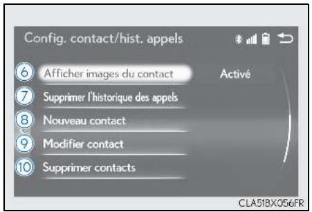 LEXUS RX AL20 Phase 1 (2015-2019) - Écran "Config. contact/hist. appels" - 2