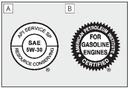 API SERVICE SP SAE 5W-30 RESOURCE CONSERVING ® B) AMERICAN PETROLEUM INSTITUTE FOR GASOLINE ENGINES CERTIFIED®