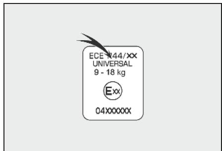 ECE-R44/XX UNIVERSAL 9 - 18 kg Exx 04XXXXXX