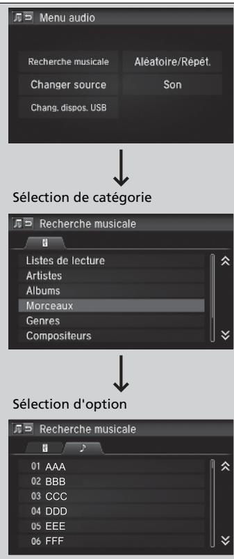Honda Civic 9 Phase 1 (2012-2015) - Comment sélectionner un morceau à partir de la liste de recherche de musique - 1
