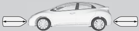 Honda Civic 9 Phase 1 (2012-2015) - Emplacement et portee des capteurs - 3