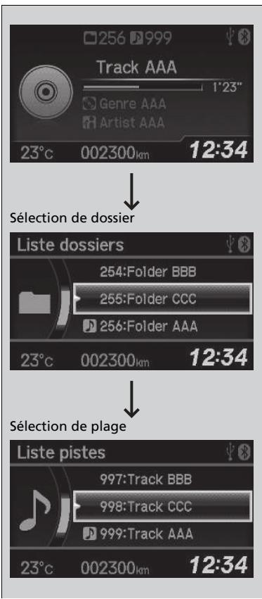 Honda Civic 9 Phase 1 (2012-2015) - Sélection d'un fichier dans un dossier à l'aide du bouton de sélection (MP3/WMA) - 1