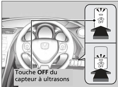 Honda Civic 9 Phase 1 (2012-2015) - Pour armer l'alarme du système de sécurité sans activer les capteurs à ultrasons Il est possible d'armer l'alarme du système de sécurité sans activer le capteur à ultrasons. - 1