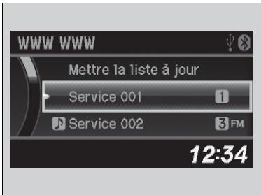 Honda Civic 9 Phase 1 (2012-2015) - Pour rechercher une station DAB de la liste de services ou de la liste de l'ensemble - 1
